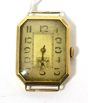 Lot 111 - A 9ct gold wristwatch, movement signed Rolex product Marconi, inside case back with maker's...