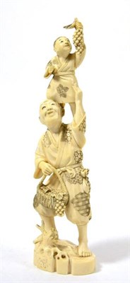 Lot 123 - A late 19th century Japanese ivory okimono, 22cm high
