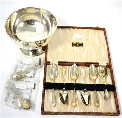 Lot 131 - A silver pedestal bowl, Birmingham, 1947; together with assorted silver apostle spoons and a...