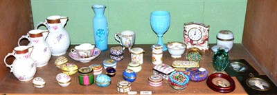 Lot 140 - A quantity of 20th century items including, ceramic trinket boxes, four glass paperweights, etc...