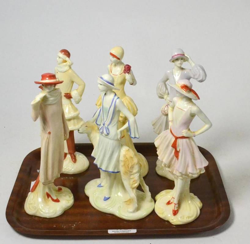 Lot 178 - Six Royal Worcester 1920's Vogue collection china figures