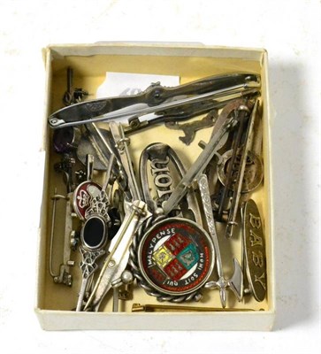 Lot 183 - Seventeen bar brooches including enamel, silver and RAF examples together with an enamel...