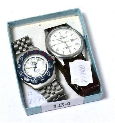 Lot 184 - A Tag Heuer gents wristwatch on a bracelet strap, together with another gents wristwatch