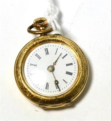 Lot 195 - A lady's fob watch, case stamped '0.585'