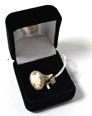 Lot 203 - A 9ct gold cameo ring together with a 9ct gold dress ring