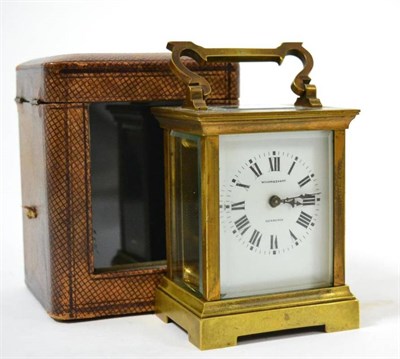 Lot 236 - A brass carriage timepiece retailed by Wilson & Sharp in a fitted case