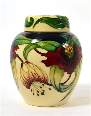 Lot 237 - A modern Moorcroft Anna Lily pattern ginger jar and cover, designed by Nicola Slaney, impressed...