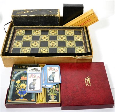 Lot 248 - Various games including inlaid chessboard