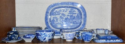 Lot 261 - A collection of 19th century blue and white ceramics including ladle, meat plate etc