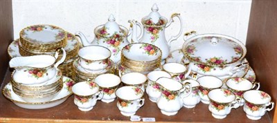 Lot 263 - A quantity of Royal Albert 'Old Country Roses' dinner, tea and coffee wares (one shelf)