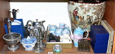 Lot 264 - A quantity of silver plated items, a large Satsuma type vase, Japanese eggshell coffee service,...