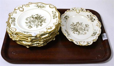 Lot 284 - A 19th century seven piece service decorated in gilt with flowers