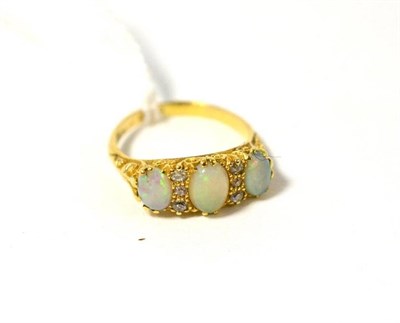 Lot 325 - An opal and diamond ring (a.f.)