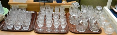 Lot 366 - Quantity of etched glassware including decanters, drinking glasses and bowls