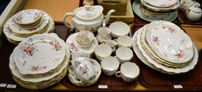 Lot 370 - Royal Crown Derby Posies pattern part dinner and tea service (on three trays)