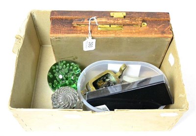 Lot 393 - Various items including cased brush set, two jade bangles, two Scottish agate bracelets, an inkwell