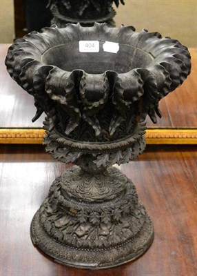 Lot 404 - A bog oak carved urn