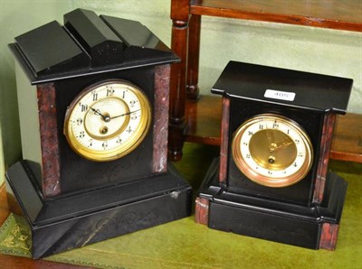 Lot 405 - Two black slate mantel timepieces