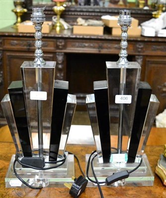 Lot 406 - A pair of Art Deco style table lamps