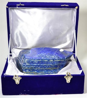 Lot 507 - Polished Lapis Lazuli, Afghanistan, 30cm by 24cm by 15cm, 22.65kg, in fitted case