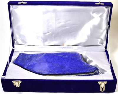 Lot 508 - Polished Lapis Lazuli, Afghanistan, 47cm by 20cm by 7cm, 11.45kg, in fitted case