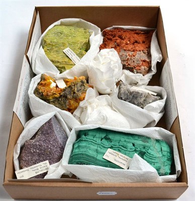 Lot 553 - * One Tray of Six Mixed World Specimens, including Wolfenite from San Francisco Mine, Mexico,...