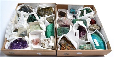 Lot 557 - * Two Trays of Twenty Five Assorted World Specimens, including Langite, Coboltian Dolomite,...