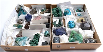 Lot 560 - * Two Trays of Thirty Two World Specimens, including Garnet crystal, Akermanite and Chrysocolla