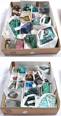 Lot 563 - * Two Trays of Thirty Two Assorted World Specimens, including Emerald crystals, Akermanite,...