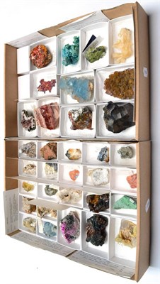 Lot 570 - * Two Trays of Thirty Four World Specimens, including blue Fluorite, Crocoite, fire Opal and...