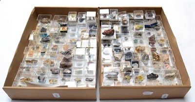 Lot 571 - * Two Trays of Approximately One Hundred and Thirty Mixed World Mineral Specimens, in plastic boxes