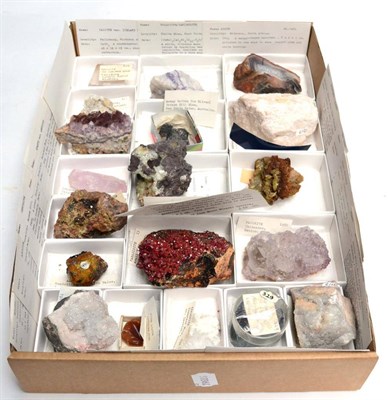 Lot 581 - * One Tray of Nineteen Mixed World Specimens, including Vanadinite, Morocco,  Adamite, Mexico,...