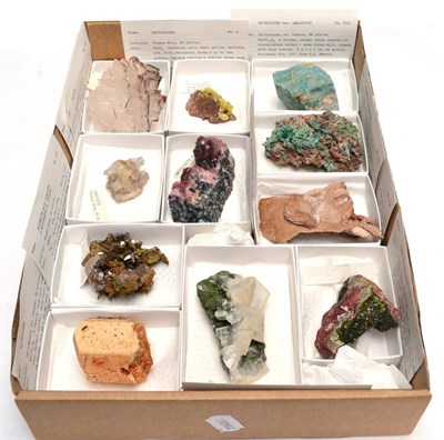 Lot 584 - * One Tray of Eleven Mineral Specimens, predominantly from Tsumb, Namibia, including Calcite,...