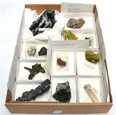 Lot 586 - * One Tray of Twelve Mineral Specimens, predominantly from Tsumb, Namibia, including, Hematite,...