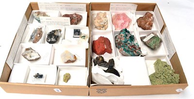 Lot 589 - * Two Trays of Eighteen Mineral Specimens, including Dioptase and Smithsonite from Tsumeb,...