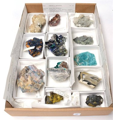 Lot 593 - * One Tray of Twelve Mineral Specimens, predominantly from Tsumb, Namibia, including, Azurite...