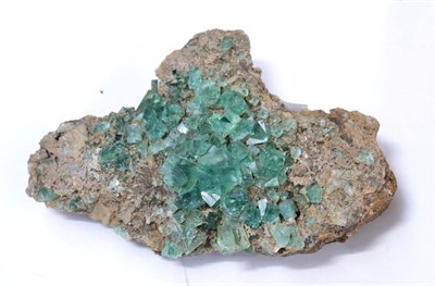 Lot 603 - * One Mineral Specimen of Interpenetrant Twinned Green Fluorite Crystals on Matrix, from the...