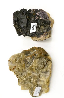 Lot 616 - Blue John Crystal Specimen, from Trek Cliff Mine, Derbyshire; and A Fluorite Group of Quartz...