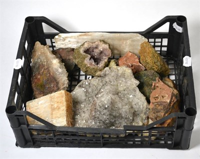 Lot 619 - A Collection of Fourteen Mineral Specimens, including assorted quartz, gypsum and desert rose,...