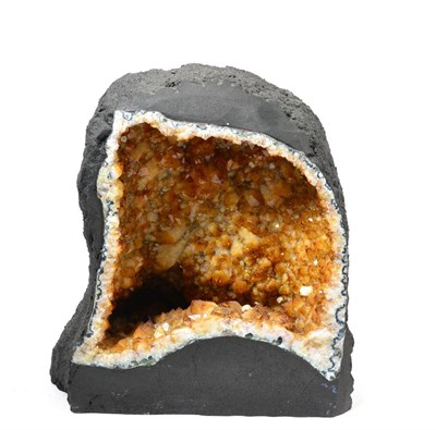 Lot 627 - Citrine 'Cathedral' Geode, Rio Grande do Sul, Brazil, 36.5cm by 35.5cm by 19cm