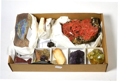 Lot 653 - A Collection of Twenty Two Mineral Specimens, including a large Crocolite from Tasmania, an Opal on