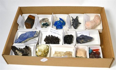 Lot 658 - A Tray of Nineteen World Specimens, including Lapis Lazuli, Dioptase from Tsumeb and...