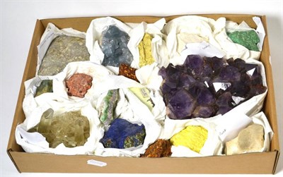 Lot 659 - A Tray of Sixteen Mineral Specimens, including Rock Quartz from Afghanistan, Celestite from...