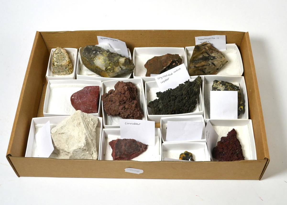 Lot 662 - A Collection of Thirteen Mineral Specimens from Devon and Cornwall, including chrystalised...