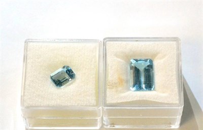 Lot 669 - Two Emerald-Cut Aquamarines, the loose stones believed to weigh approximately 1.50 carat and...