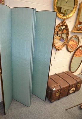 Lot 1001 - Travelling trunk marked Cunard Line, together with a folding screen and corner cupboard