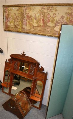 Lot 1002 - Edwardian mahogany mirror, coal scuttle and a 20th century tapestry depicting figures