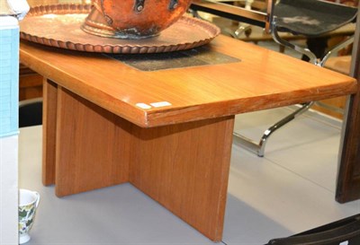 Lot 1009 - A Danish teak coffee table, the centre inset with slate, stamped GANGSO MOBLER A/S MADE IN DENMARK