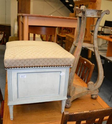 Lot 1017 - An early 19th century Dutch painted box stool together with a pine wash stand (2)