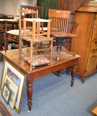 Lot 1025 - An Edwardian mahogany open armchair together with a mahogany piano stool, two foot stools, a 1920's